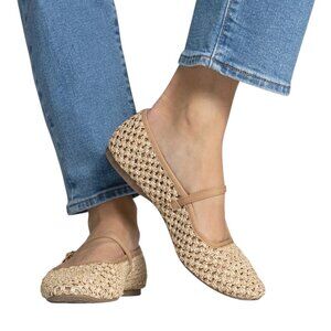 Birdies Women’s The Hummingbird Mary-Jane Flat Open-Weave Light Brown Size 8 US